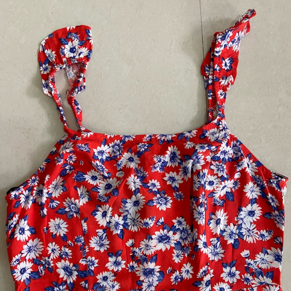 FOREVER 21 Women Coral Red Printed A-Line Dress Brand New (Never Worn) - Picture 6 of 14